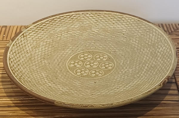 Stoneware dish by Shimaoka Tatsuzo